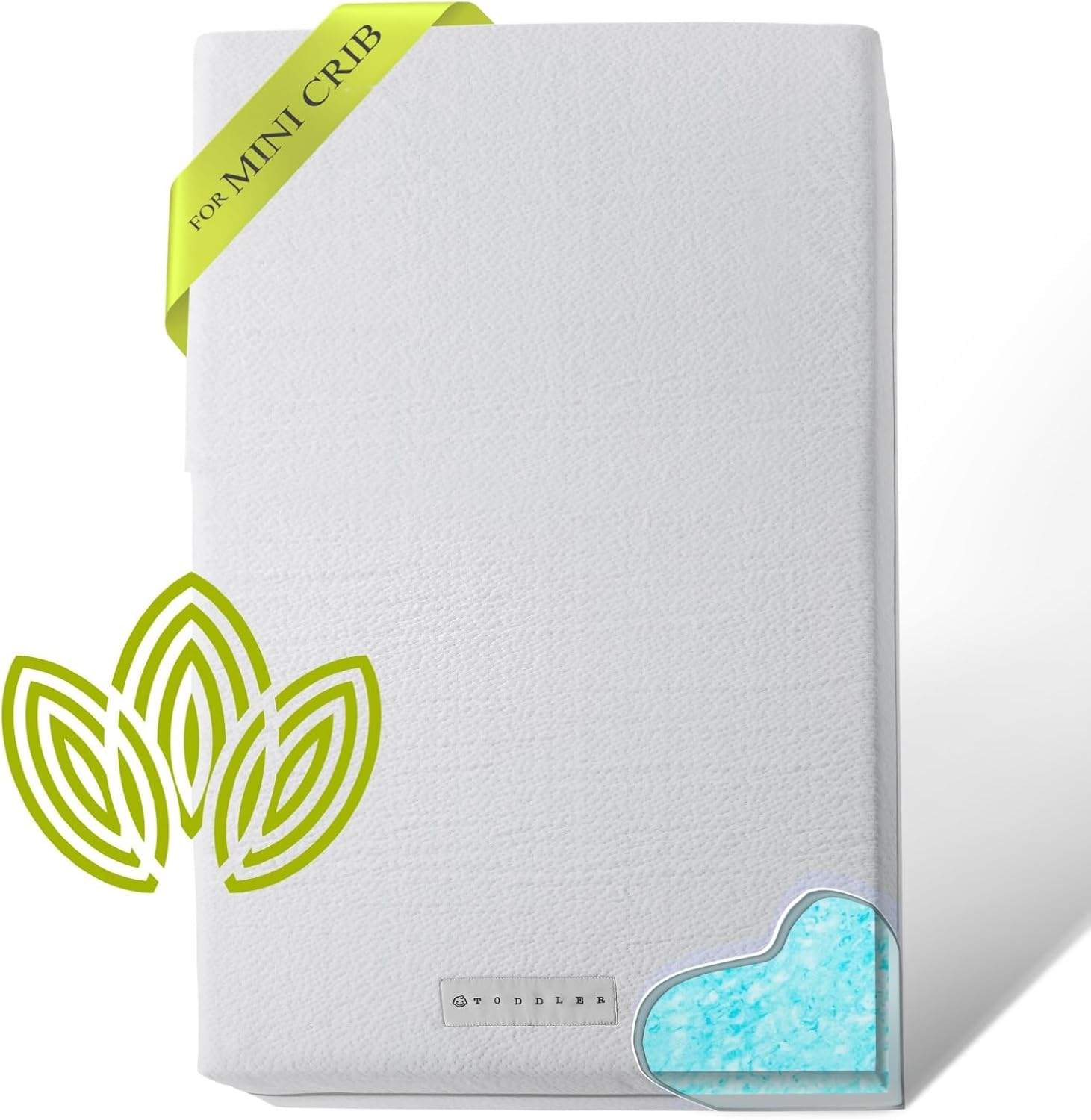 Organic Cotton Dual-Sided Mini Crib Mattress, 38X24X3 Premium Memory Foam 2-Stag