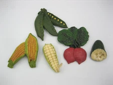 Refrigerator Magnet Lot of Five (5) Corn Radish Cucumber Pea Pod