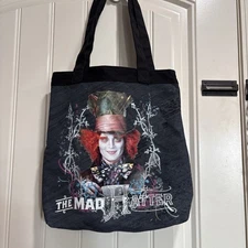 Loungefly Disney Mad Hatter Tote Bag 12x14 Johnny Depp Alice In Wonderland