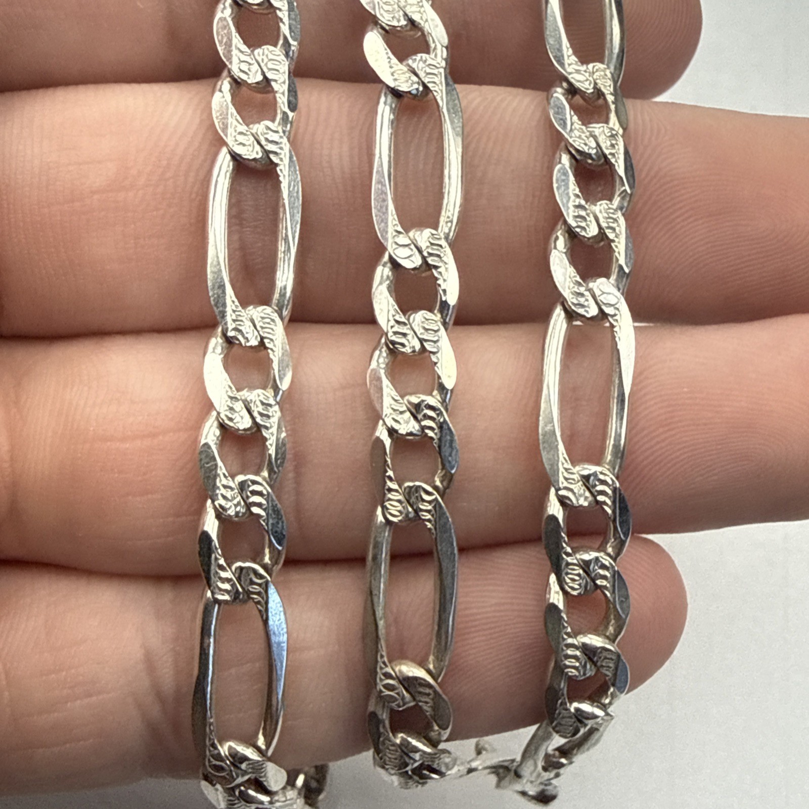 Silverite Solid Sterling Silver Figaro 7mm Link 2… - image 2