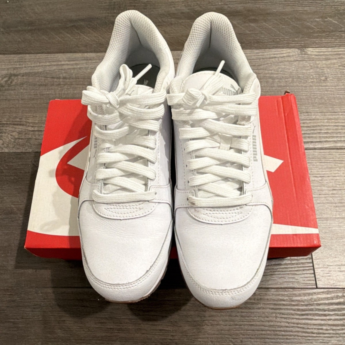PUMA ST Runner v3 Leather White Gum Sneakers 384855-05 Men display picture 2
