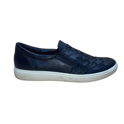 Ecco Women s Black Woven Leather Upper Slip-On Casual Shoes Size 9