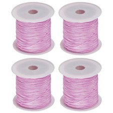 4 Rolls Nylon String Cord 45 Yards 0.4mm Beading Satin String, Purple Pink