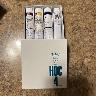 Holbein HOC Oil Paints - VTG NOS 20 ml 4 Pack - Crimson, Yellow, Cobalt, White