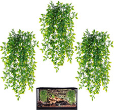 Reptile Plants, 3 Pack Terrarium Hanging Plants Vines Artificial Leaves Habitat