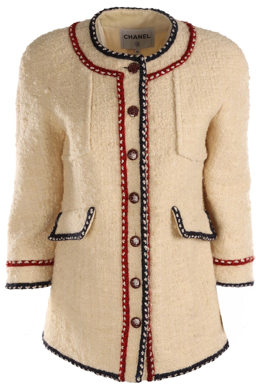 CHANEL CREAM 2018 WOOL JACKET FR 40 UK 12