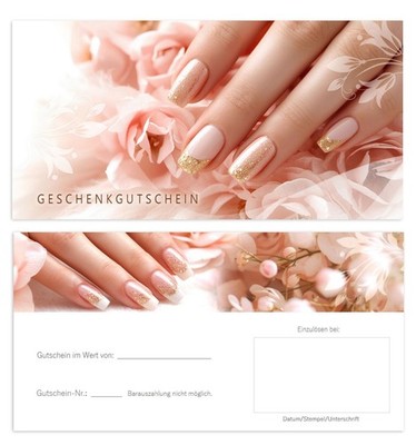 Geschenkgutscheine Gutscheinkarten Nagelstudio Beauty Nail Nageldesign