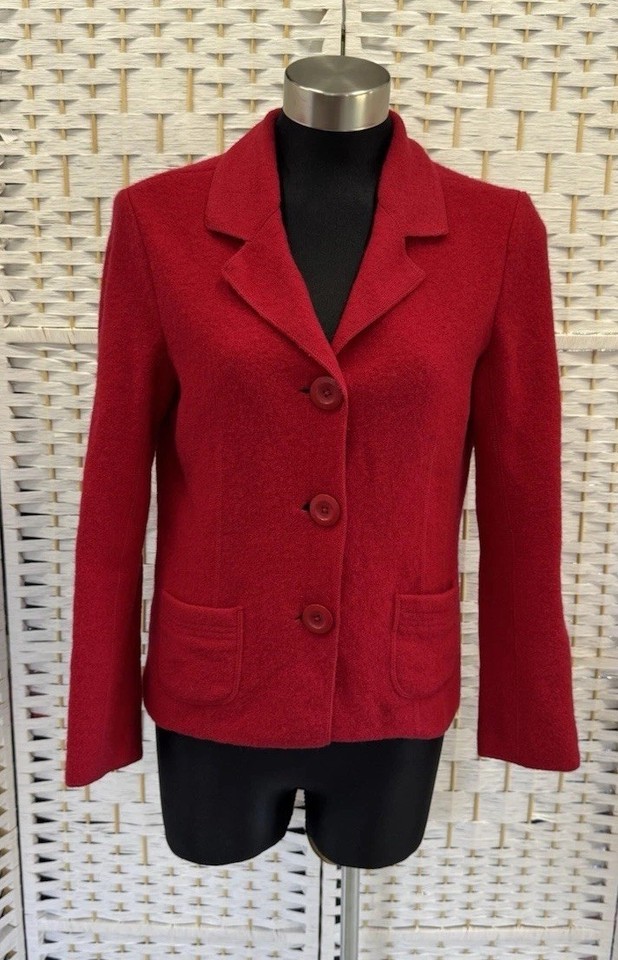 "MARCO POLO"SIZE"S"WOMENS STUNNING RED BOILED WOOL JACKET*LIKE NEW*