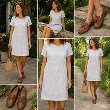 Eileen Fisher Striped Organic Linen Tunic Mini Dress XXS
