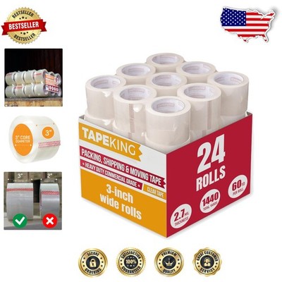 Heavy Duty Clear Packing Tape 24 Rolls 3'' Wide 2.7mil Strong Adhesive for Boxes