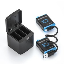 2 Pack Batteries 3-Channel Battery Charger Station fit for GoPro Hero 12 Black