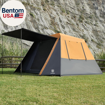 Blackout 6 Person Camping Tent, Instant Cabin Tent for Family with Vestibule and