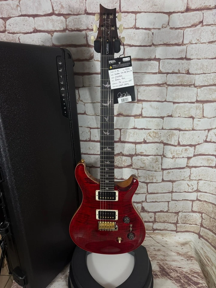 PRS Wood Library-Modell Custom 24-08 Red Tiger - 10 Top- Pink Heart Centers/Spar - Bild 1 von 4