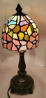13" Tall Vintage Tiffany Style Stained Glass Multicolor Small Floral Table Lamp