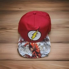 The Flash Youth Snapback Hat Red Flat Brim Adjustable DC Comics Cap