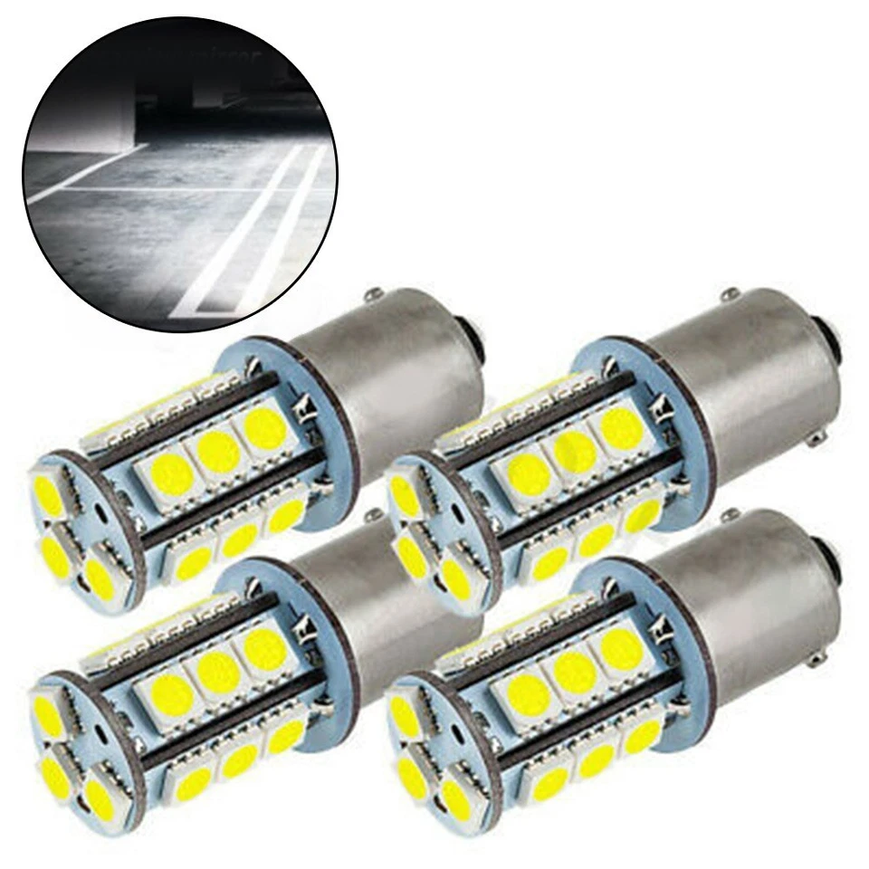 4* LED Light Bulb 1156 BA15S Brake Reverse Turn Stop Tail Car White Globe DC 12V - Image 4 of 4