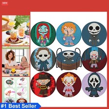 Diamond Painting Coasters Kit 8Pcs Halloween DIY Diamond Art for Adults Kids