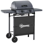 Outsunny Propane Gas Barbecue Grill 2 Burner Cooking BBQ 5.6 kW w/ Side Shelves
