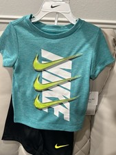 Nike Boys 2 piece set, Size 4T, blue  shirt with black shorts NWT dri fit