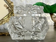 Antik Vintage Art Deco EDEL Glasdose Deckeldose Schatulle Kristallglas Schliff