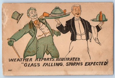 1906 Waiter Glass Falling Storms Expected Swedesboro New Jersey NJ Postcard
