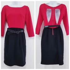 Alice + Olivia Open Back Color Block Sheath Dress with Belt Women size 6 Lined