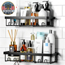 Shower Caddy Shelf Organizer Rack, Self Adhesive Black Bathroom Shelves Basket,