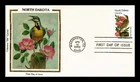 Dr Jim Stamps North Dakota Flower & Bird 1982 FDC Colorano Silk Cachet