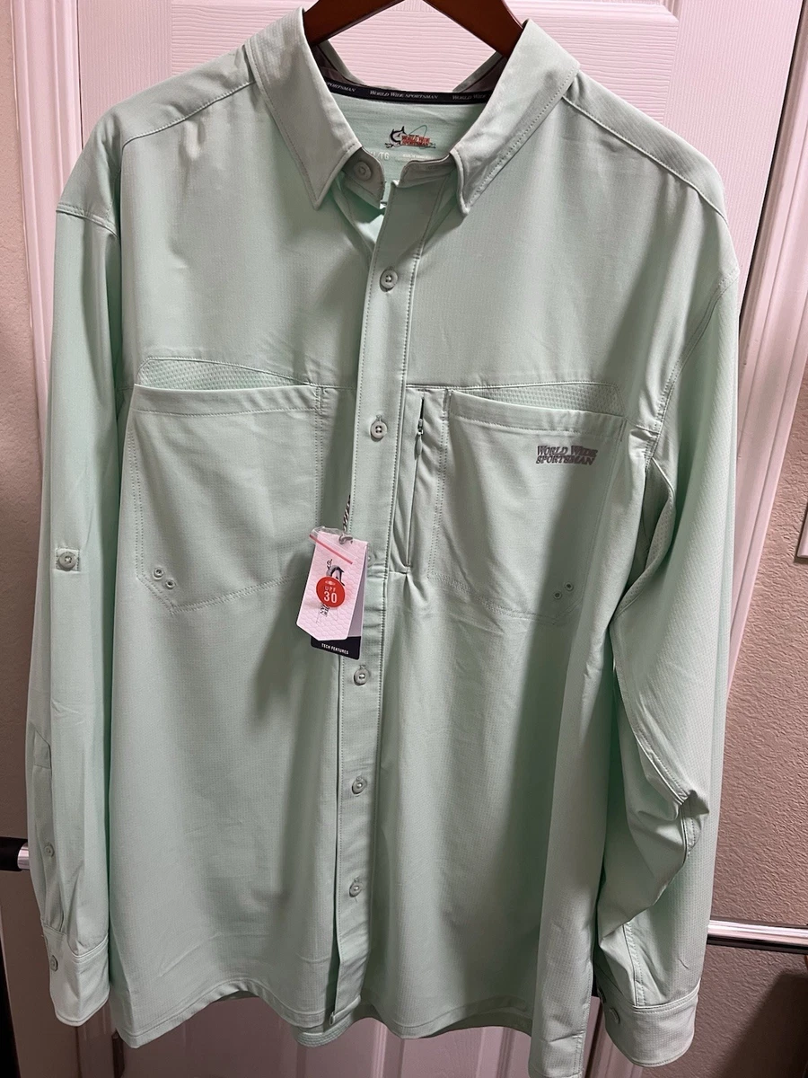Chemise World Wide Sportsman Homme Taille XL – Kaki – Coton – Manches Longues