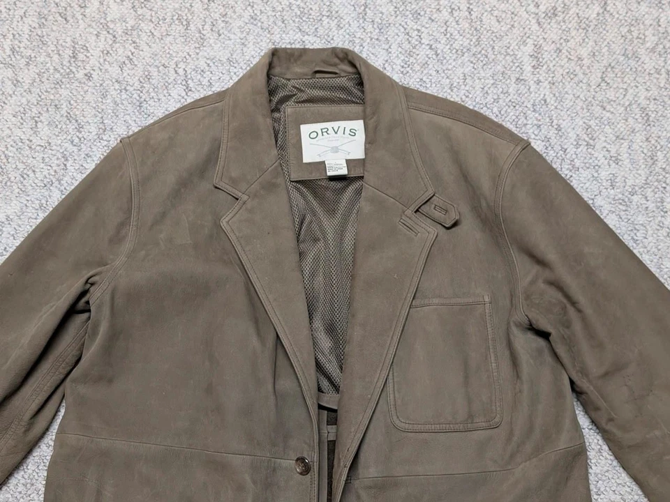 ORVIS leather jacket ZAMBEZI blazer coat L brown (46-48) safari sportscoat - Image 4 of 4