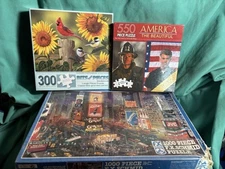 Lot of 3 Puzzles Sunflowers Birds NYC America Firefighters FX Schmid  ALL SEALED
