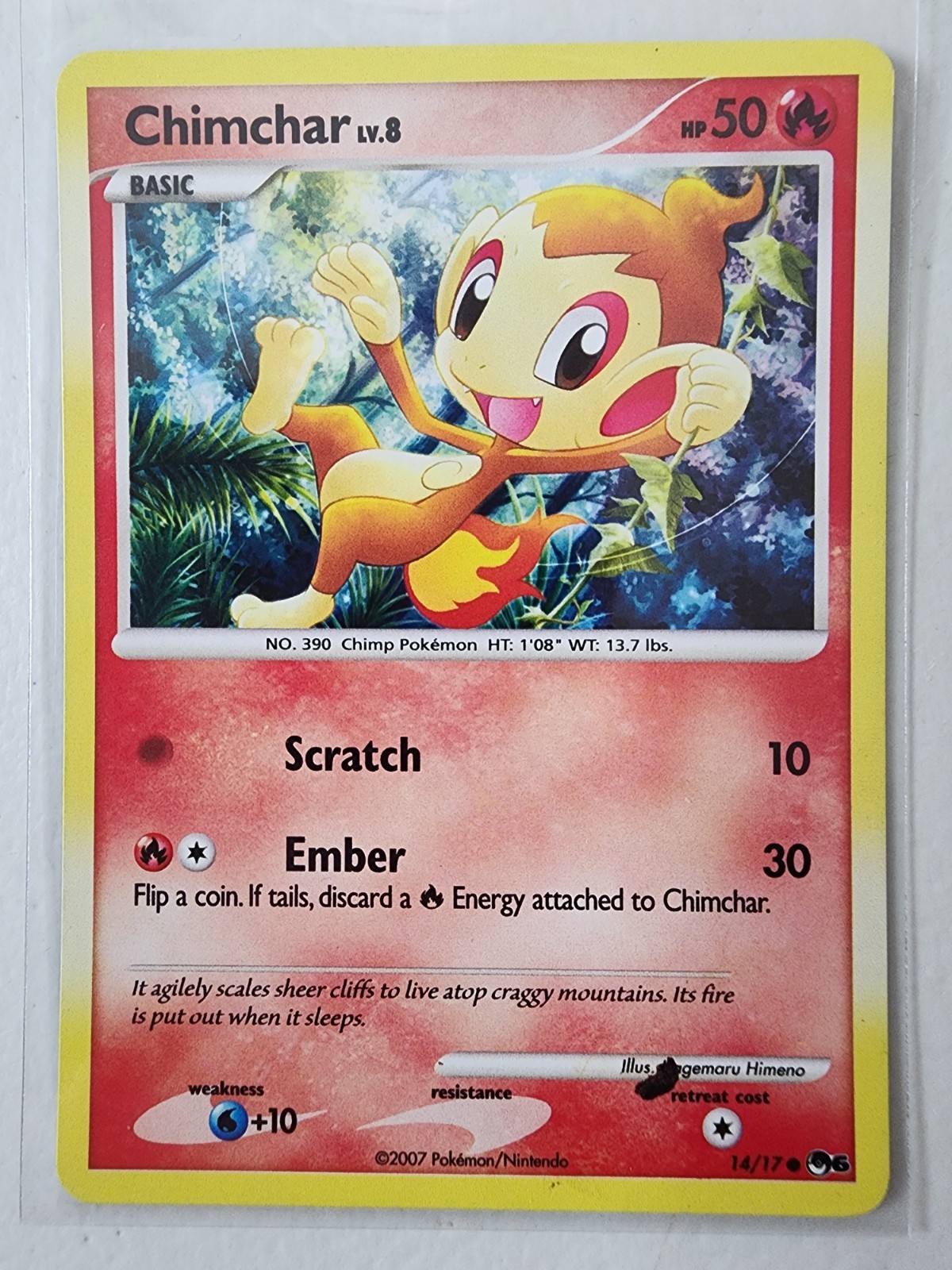 Pokémon Chimchar Card 14/17 Common Pop Series 6 Holo