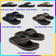 OLUKAI Hokua Men's Beach Sandals, Quick-Dry Flip-Flop Slides, Water Resistant