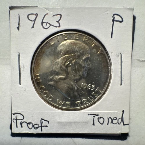 1963 Proof Silver Franklin Half Dollar Toned !