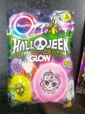 ILLOOMS 2xHalloween Light Up Balloons Glows Up To 15h Led 5 In a Pack 38cm Max