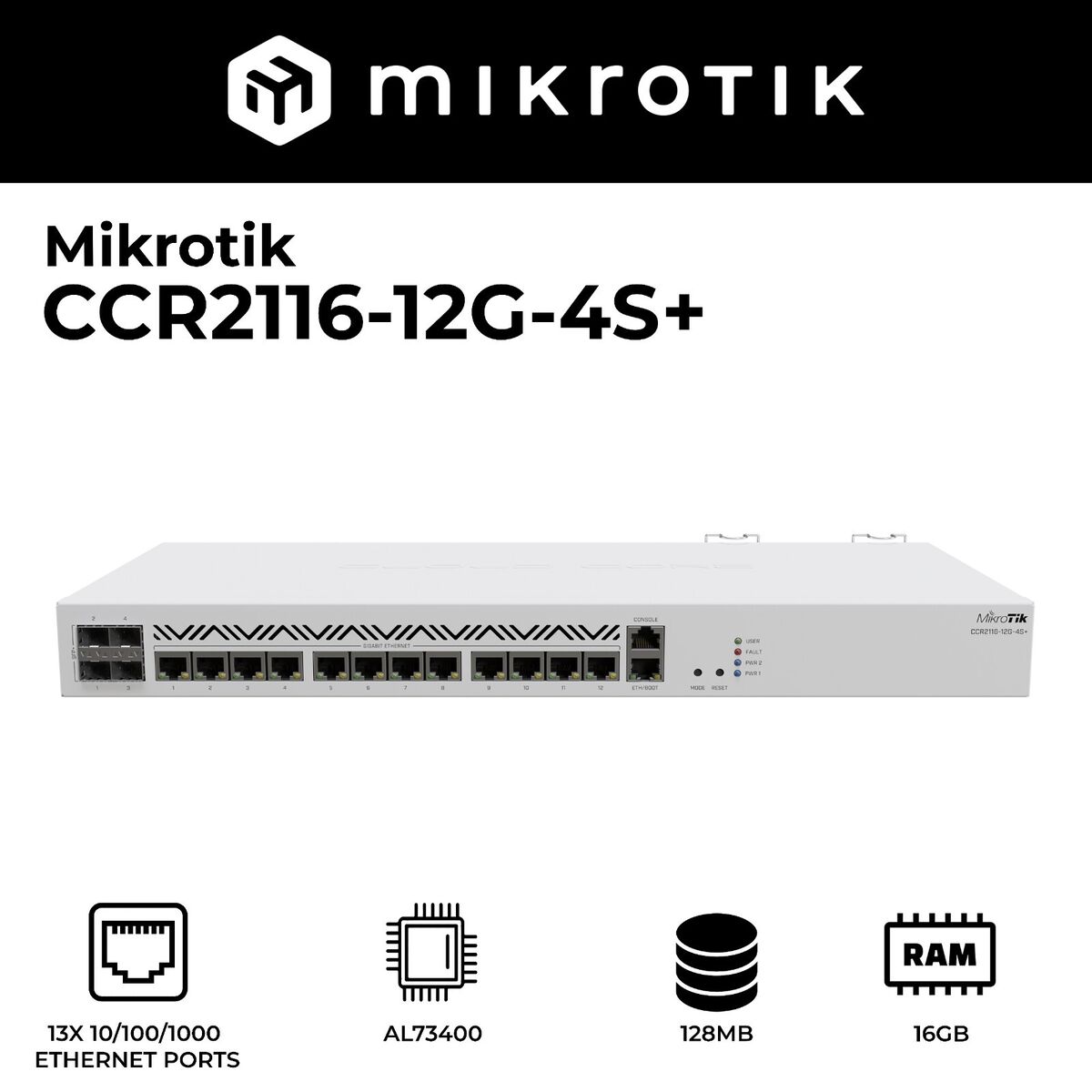 Mikrotik CCR2116-12G-4S+ 16-core ARM CPU based CCR | eBay Mikrotik CCR2116-12G-4S+ 16-core ARM CPU based CCR | eBay