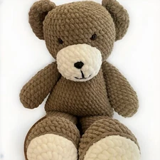 Crochet Teddy Bear Tan And White Neutral Teddy 22 inches Tall