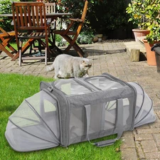Soft Sided Comfort Travel Tote Pet Dog Cat Carrier Bag Case Pet Cat Carrier Gray