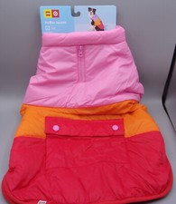 LEGO Target Dog Puffer Jacket SZ LARGE Pet Apparel Up to 80 lbs Orange Pink Red