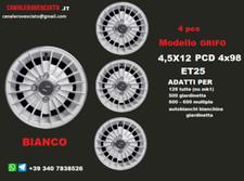 4 CERCHI IN LEGA 4,5 12" FIAT 500 126 P BIS GRIFO BIANCO BIANCHI 4,5X12 4X98