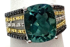 Beautiful Sterling Silver / 925 Simulated Emerald Ring Size 6.75