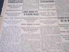 1921 SEPTEMBER 8 NEW YORK TIMES - LANDIS ORDERS CUT IN BUILDING WAGES - NT 5477