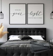 Never Dim Your Light, Set of 2 Poster Prints, Home Wall Décor, Motivational
