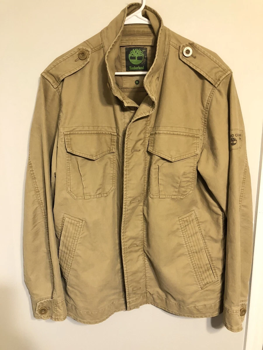 Timberland Rugged Field Work Jacket Coat Casual Classic Khaki Wheat Mens M EUC