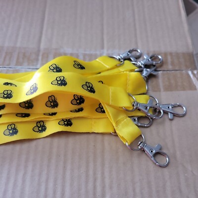 10 Black and Yellow Bumblebee Bee Lanyards Badge Holders