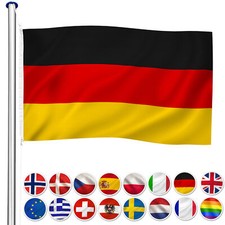 Alu Fahnenmast Flaggenmast 6,25m stabil Mast Flagge Seilzug Bodenhülse + Fahne