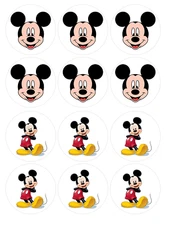set of 12 Mickey Mouse edible image rounds, pre cut, CHOOSE SIZE