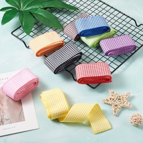9 rollos cinta de tartán de poliéster de 1-1/2 pulgadas para decoración de envoltura de regalo 5,4 yardas/rollo - Imagen 7 de 8