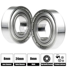 2x 628-ZZ Ball Bearing 24mm x 8mm x 8mm ZZ 2Z NEW QJZ Free Shipping Metal