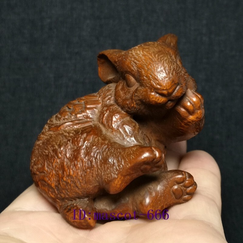 2.5 Inch Chinese Boxwood Hand Carved Hare or Rabbit Figure Netsuke ...